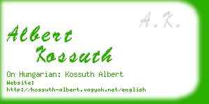 albert kossuth business card